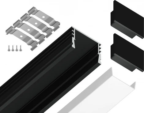 Алюминиевый профиль накладной для светодиодной ленты до 15мм Ambrella Illumination GP1750BK