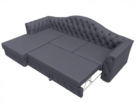 Диван угловой Артис левый угол (Брус,Рейка/Пластик/Экокожа/Серый) Лига Диванов 128033L