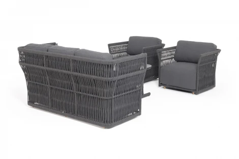 "Лугано" лаунж-зона 5-местная плетеная из роупа (веревки), каркас алюминиевый темно-серый, роуп темно-серый 4SIS арт.УТ-00010273