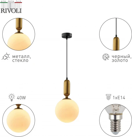 Подвесной светильник Rivoli Agnes 4106-201 (220V, на проводе, шар)