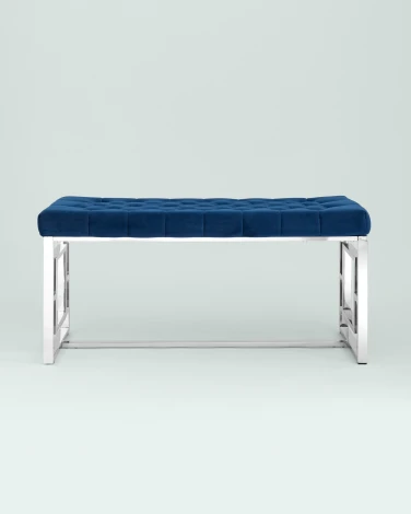 Банкетка-скамейка Stool Group БРУКЛИН велюр синий сталь серебро УТ000001485