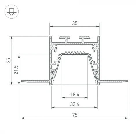 Профиль LINIA32-FANTOM-TRAY-2000 ANOD (Arlight, Алюминий) 062166