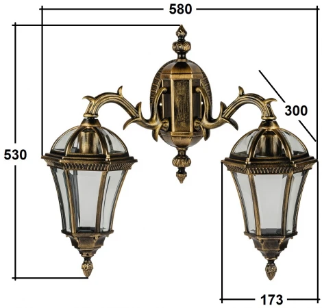 Настенный фонарь уличный Oasis Light ROMA S 95202S 2 15L Gb (220V, IP44)