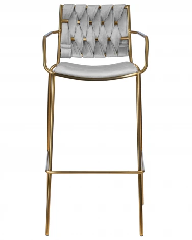 Набор 2 шт Стул барный DOBRIN MILLER GOLD (cветло-серый велюр (135-37))
