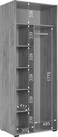 Адам Шкаф двухдверный, цвет дуб крафт золотой/графит Mebelson (арт.MSA-03.2564)