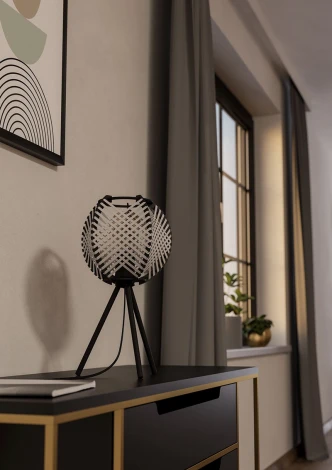 Настольная лампа Eglo Waverton 44008 1х40W (E27) сталь черный / текстиль, дерево, белый, черный