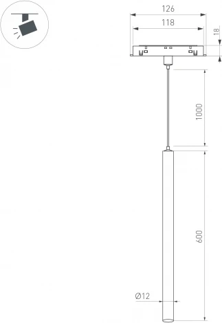 светильник магнитный MAG-ORIENT-SPOT-HANG-L600-R12-2W Warm3000 (BK, 20 deg, 48V) (Arlight, IP20 Металл) 044502