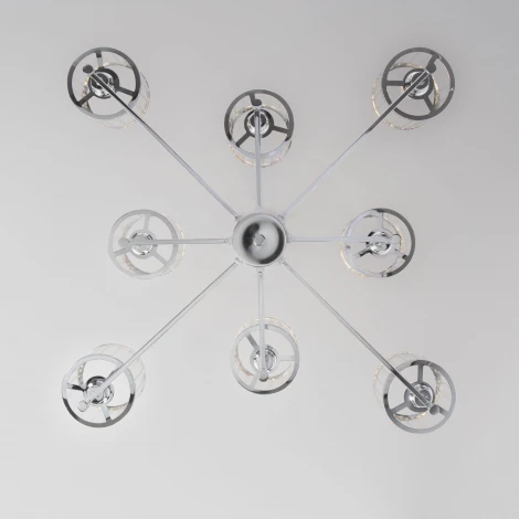 Потолочная люстра Wi-Fi на штанге Eurosvet Inari 60144/8 хром (220V, управление смартфоном, голосовое управление, умный дом - Minimir Home, Алиса, Маруся, Салют)