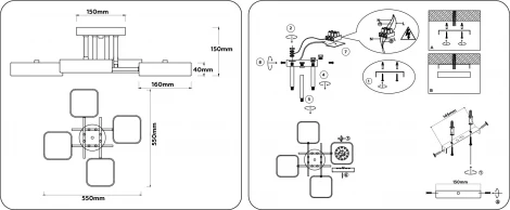Потолочная люстра светодиодная на штанге с регулировкой цветовой температуры Ambrella COMFORT FL516343