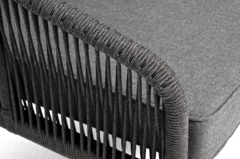 "Канны" диван модульный плетеный из роупа, каркас алюминий темно-серый (RAL7024), роуп темно-серый круглый, ткань темно-серая 4SIS арт.УТ-00004563