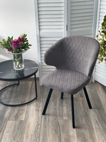 Стул M-City ХИЛТОН 360 град., цвет B28 Темно-серый, велюр / черный каркас