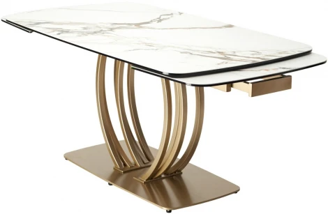 Стол MATERA 160 KL-188 Контрастный мрамор матовый, итальянская керамика/ каркас цвета шампань М-City