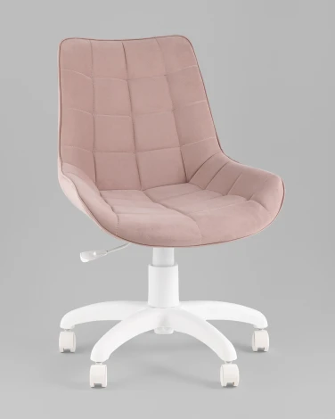 Кресло офисное Флекс велюр пыльно-розовый, пластик белый TopChairs УТ000043343