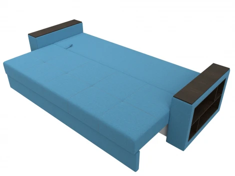 Диван прямой Дубай Лайт полки справа (ДСП,ЛДСП/Пластик/Рогожка/Голубой) Лига Диванов 132283