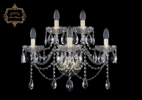 Бра Art Classic 10.12 10.12.3+2.195.XL.Gd.Sp (220V, хрусталь, подвески, подсвечник, свеча)