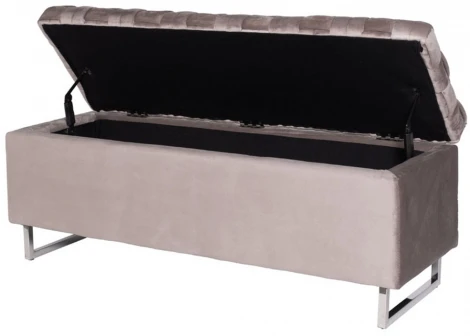 Банкетка Garda Decor N-BANK-195-S BEG (Хром/Серо-бежевый)