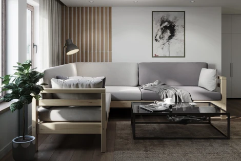 Диван Arsko Домино У сосна велюр светло-серый/темно-серый