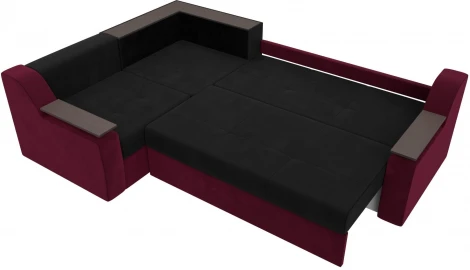 Диван угловой Кронос левый угол (Черный,Бордовый/Микровельвет) Лига Диванов арт.114630L