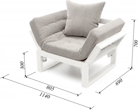 Кресло Arsko Амбер белая эмаль серая рогожка