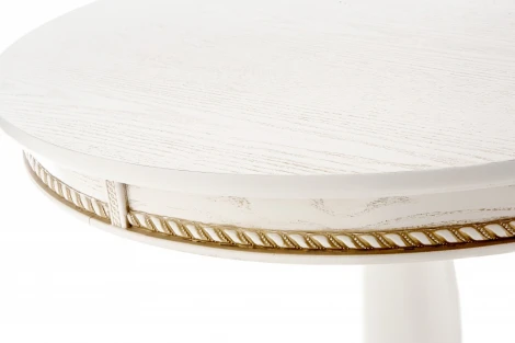 Стол деревянный Woodville Кантри 120 молочный / золотая патина арт.615194