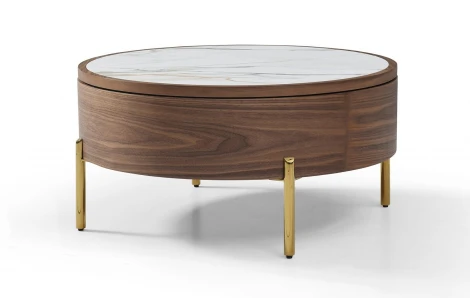 Стол журнальный CT6057CS (D80) белый керамика (LIUJINBAI) ESF 5768