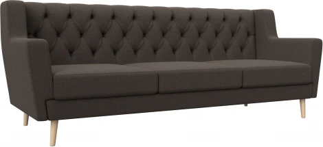 Диван кухонный прямой Брайтон 3 Люкс (Коричневый/Рогожка) Лига Диванов арт.122453