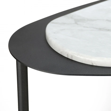 Стол журнальный МеталлАрт М024 белый мрамор/черный Mebelik 009495