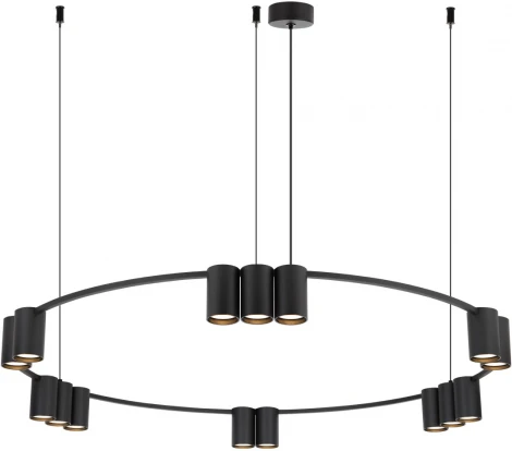 Подвесной светильник Denkirs Orbit DK4067-BK 15xGU10 LED до 15 Вт, черный матовый (220V, на тросе, кольцо)