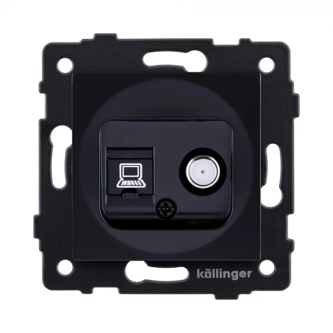 Розетка двойная спутниковая SAT + RJ45 черный Kollinger REA-022BK для Aspekt, Eleganz, Reflex