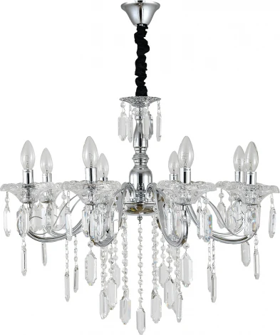 Подвесная люстра Escada Fantail 2111/8P Chrome 8x40Вт E14, металл/хрусталь, хром/прозрачный (220V, на цепи, подсвечник, свеча)