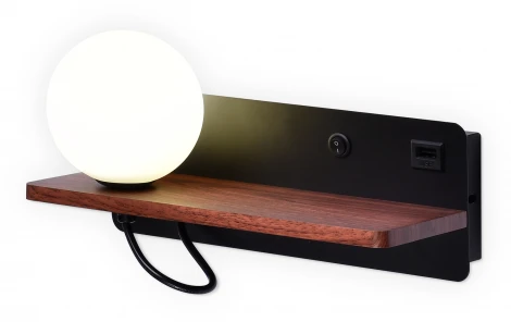 Бра с полкой с usb Ambrella Wallers FW521 (220V, выключатель, шар)