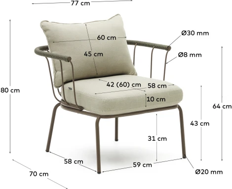 Кресло из ротанга La Forma (ex Julia Grup) Salguer (Зеленый,Коричневый/ Веревка)