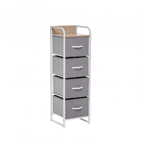 Комод Leset Ноа 4 ящ., Каркас Белый, Светло-серый (Сталь,Искусственный лен/Белый) арт.2500000183447