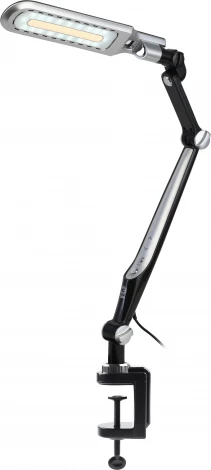 Офисная настольная лампа светодиодная на струбцине с регулировкой цветовой температуры и яркости ЭРА NLED-496-12W-BK (220V, сенсорный выключатель)