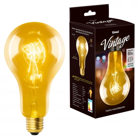 Лампочка накаливания груша желтая E27 60W Uniel IL-V-A95-60/GOLDEN/E27 SW01