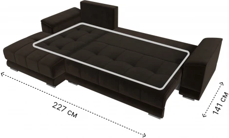 Диван угловой НордСтар левый угол (Коричневый/Микровельвет) Лига Диванов арт.121115L