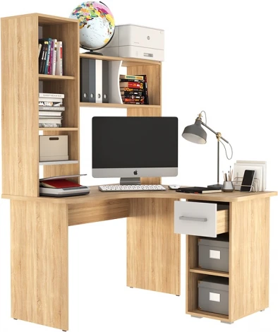 Лайт-1 Стол компьютерный 1200 угловой, цвет дуб сонома/белый Mebelson (арт.SKL1.2N01.1623)