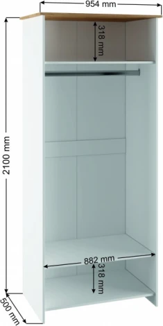 Шкаф Теодора 2Д (Теодора 2Д белый / крафт золотой) Woodville арт.587582