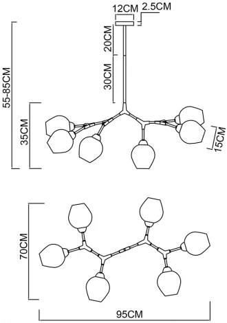 Потолочная люстра на штанге Arte Lamp Yuka A4103SP-6CC (220V, шарики)