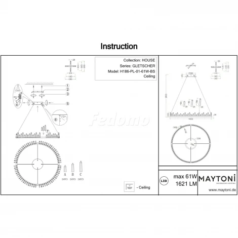 Подвесная люстра Maytoni Gletscher H186-PL-01-61W-BS
