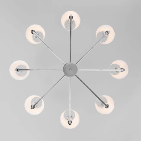 Потолочная люстра Wi-Fi на штанге Eurosvet Conso 60145/8 хром (220V, управление смартфоном, голосовое управление, умный дом - Minimir Home, Алиса, Маруся, Салют)