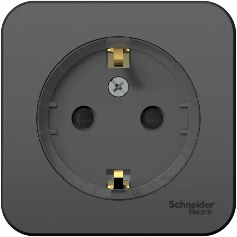 Розетка накладная с заземлением и шторками (антрацит) Systeme Electric Blanca BLNRA111116