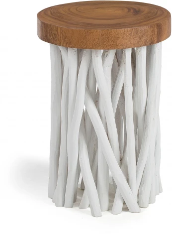 Журнальный стол La Forma (ex Julia Grup) Drom (Белый/ Тик,Альбиция,Дерево)