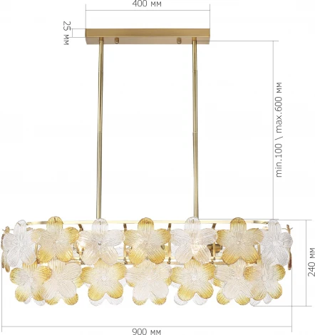 Подвесная люстра на штанге ST Luce Tender SL6240.203.08 золотистый/Прозрачный, январный E14 8*60W TENDER (220V, цветы)