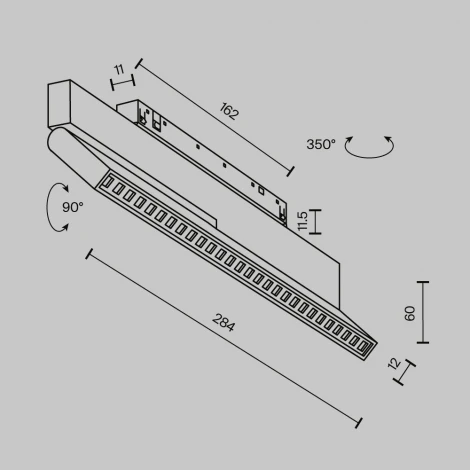 Трековый светильник низковольтный светодиодный 48V 12W 2700-6000К Maytoni Technical Points Rot TR242-4-12WTW-DD2-B