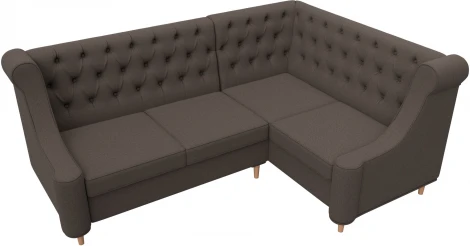 Диван кухонный угловой Бронкс правый угол (Коричневый/Рогожка) Лига Диванов арт.123823