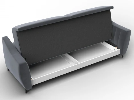 Диван-книжка Лига-095 НПБ (ДВП,ДСП,ЛДСП,Брус,Фанера,ЛДВП/Металл/Велюр/Серый) Лига Диванов 132534