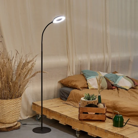 Торшер светодиодный, 7W, с регулировкой наклона, сенсорный выключатель, диммер, черный Uniel ULM-T610 7W/4500K/DIM BLACK