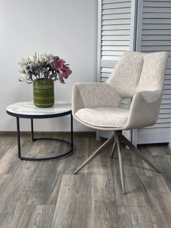 Стул ДАВЕН (DAVEN) 360 град, цвет КРЕМОВЫЙ RIELY-111 / G1038-101, ткань / ЛАТТЕ каркас, ®DISAUR M-City 64678
