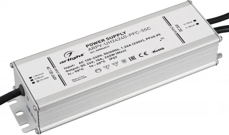Блок питания ARPV-UH24240-PFC-55C (24V, 10.0A, 240W) (Arlight, IP67 Металл, 5 лет) 025046(1)